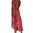 thumbnail image 2 of Azrian Womens Plus Size Dresses Summer Fashion Printed V-Neck Sleeveless Suspenders Pullover Dress Clearance, 2 of 4