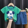thumbnail image 2 of Gibobby Toddler Kid Boy Summer Short Sleeve Crew Neck T-Shirt Elastic Waist Shorts 2Pc Sports Outfit Set Soft Casual Dailywear for 3M 6M 12M 18M 24M 3T‑5T Baby Boys(9-18 Months,Green), 2 of 4