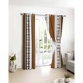 thumbnail image 4 of Fsddascl Modern Brown Blackout Curtains for Bedroom/Living Room, Thermal Insulated Kitchen Curtains, Boho Contemporary Geometric Striped Grommet Darkening Window Treatment Drapes 27.5"x39"x2, 4 of 8