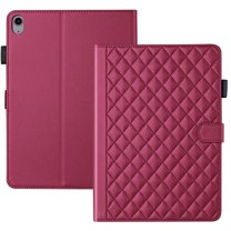 For iPad (A16) 11th/10th Gen 11/10.9 inch 2025/2022 Case, Rhombus Pattern Multiple Viewing Angles Stand Slim Folio Cover (Red)