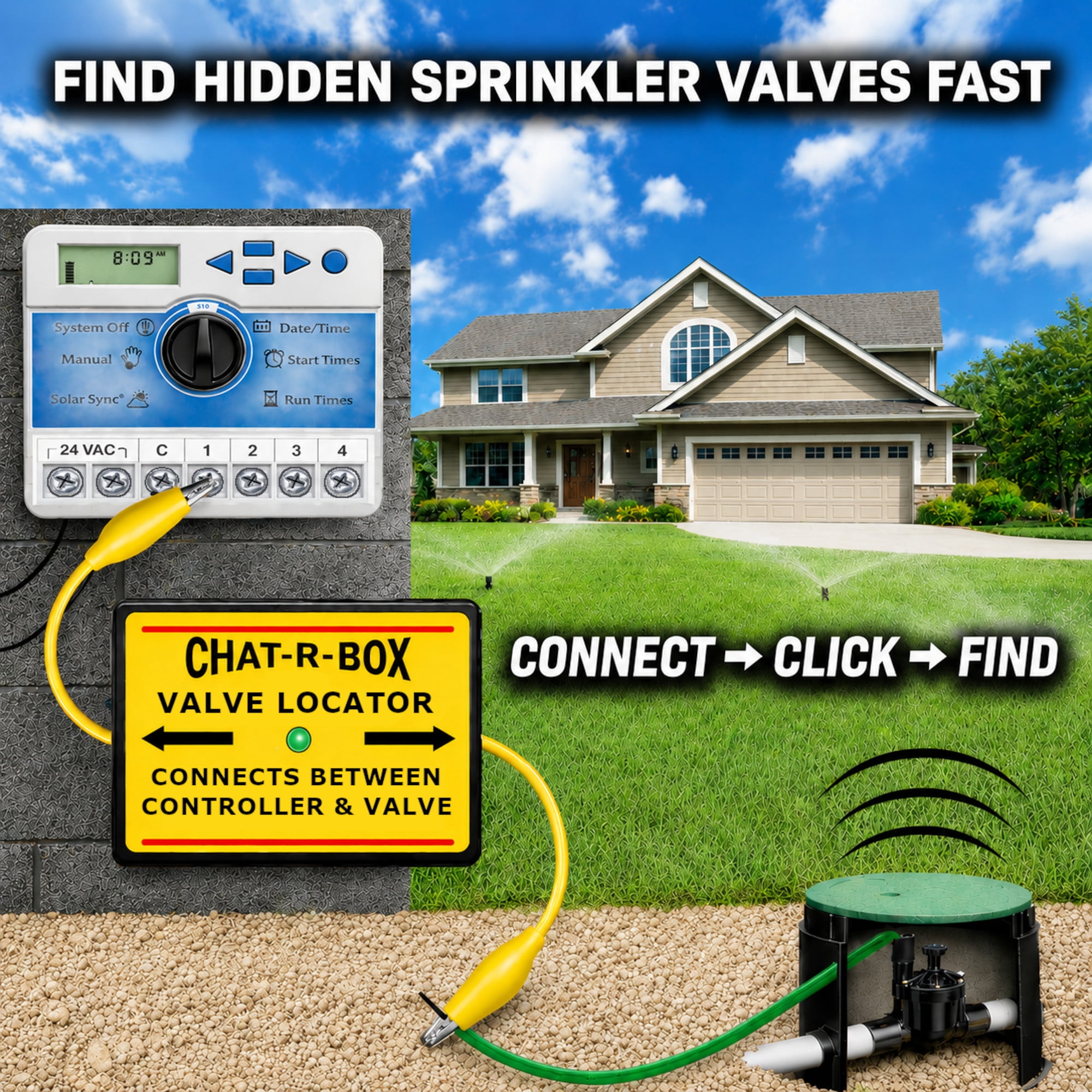 Sprinkler Valve Locator Tool – Find Buried Irrigation Valves Fast – Chat-R-Box® Pro