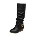 thumbnail image 2 of Viluyesy Womens Knee High Boots, Wide Calf Pull-On Chunky Heels Fashion PU Leather Slouchy Boots Black US6.5, 2 of 9