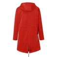 thumbnail image 3 of WTOBBY Women's Longline Outdoor Sun Raincoat - Waterproof Windproof Hooded Jacket with Striped Design for All Seasons and Weather Conditions ,Red 2XL, 3 of 3