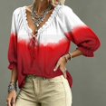 thumbnail image 4 of Womens Polka Dot Lace Up Blouses Summer V Neck 3/4 Sleeve Lace Up Blouses Drawstring Ruffle 3/4 Sleeve Summer Casual Flowy Tops, 4 of 5