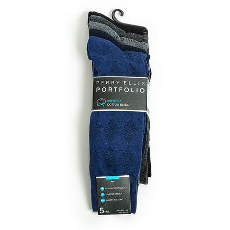 Perry Ellis Portfolio Premium Cotton Blend 5 Pack Socks