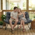 thumbnail image 5 of RADIATA Double Papasan Chair, 600 lbs Capacity Indoor Oversized Loveseat with 5.5" Thick Cushion, Dark Gray, 5 of 7
