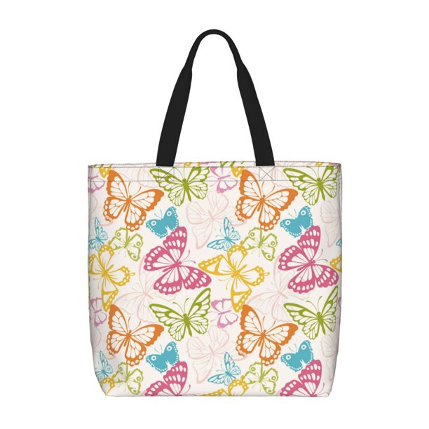 Easygdp Retro Colorful Butterfly Bolsa Tote para Mujer, Bolso de Hombro para Trabajo, Playa, Viajes, Compras y Supermercado
