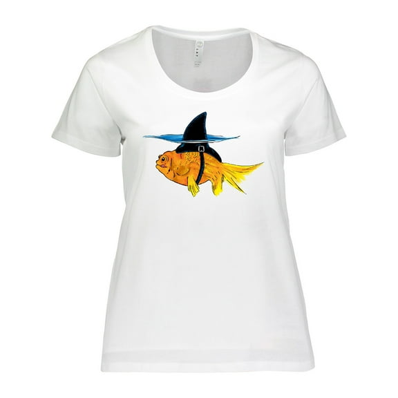 Inktastic Funny Goldfish with Shark Fin Women's Plus Size T-Shirt