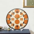 thumbnail image 4 of Yayeee Wall Clock Battery Operated 9.5" Silent Quartz Non-Ticking for Living Room Decor, Orange Geometric Pattern, 4 of 8