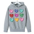 thumbnail image 4 of Girls Hoodie with Colorful Hearts Print, Oversized Graphic Pullover for Kids & Youth 4-14 Years | Lightweight Casual Sweatshirt in Gray,Size 13 T, 4 of 8