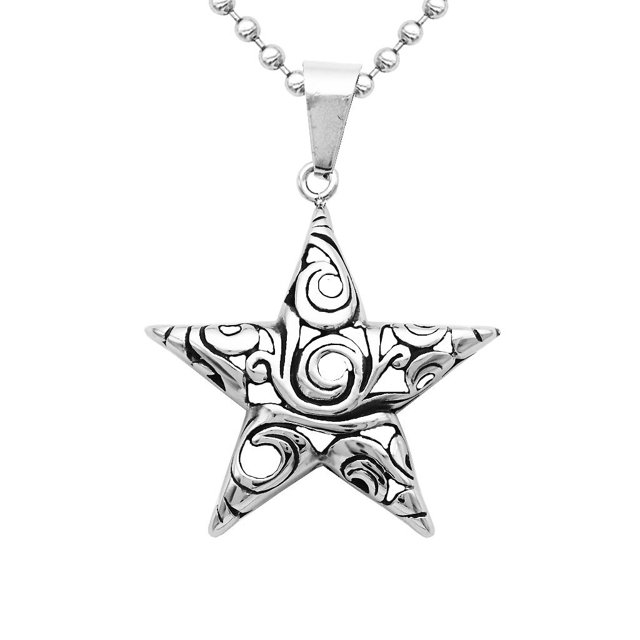 Collar con Colgante de Estrella Brillante Floral Hueco Elegante Tridimensional de Acero Inoxidable con Gargantilla de Cadena de de Zulema Collar con colgante de estrella