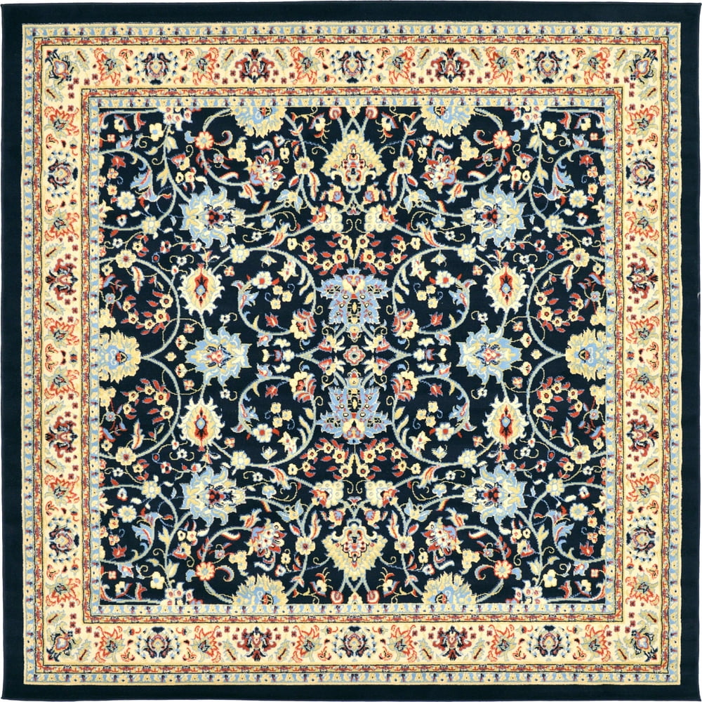 Unique Loom Indoor Square Oriental Traditional Area Rugs Blue/Beige