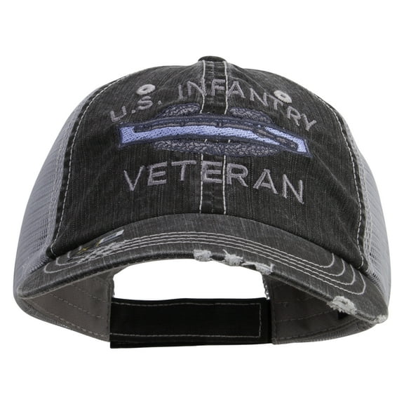 US Infantry Veteran Embroidered Low Profile Special Cotton Mesh Cap - Black OSFM