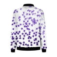 thumbnail image 4 of TFEOQRY Women's Star Print Flight Jacket Long Sleeve Zip Up Coat Casual Fashion Fall Winter Outerwear Purple, 4 of 5
