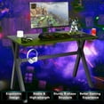 thumbnail image 3 of Goplus X-Shaped Gaming Desk & Racing Style Massage Chair Set Home Office Black+Red, 3 of 10