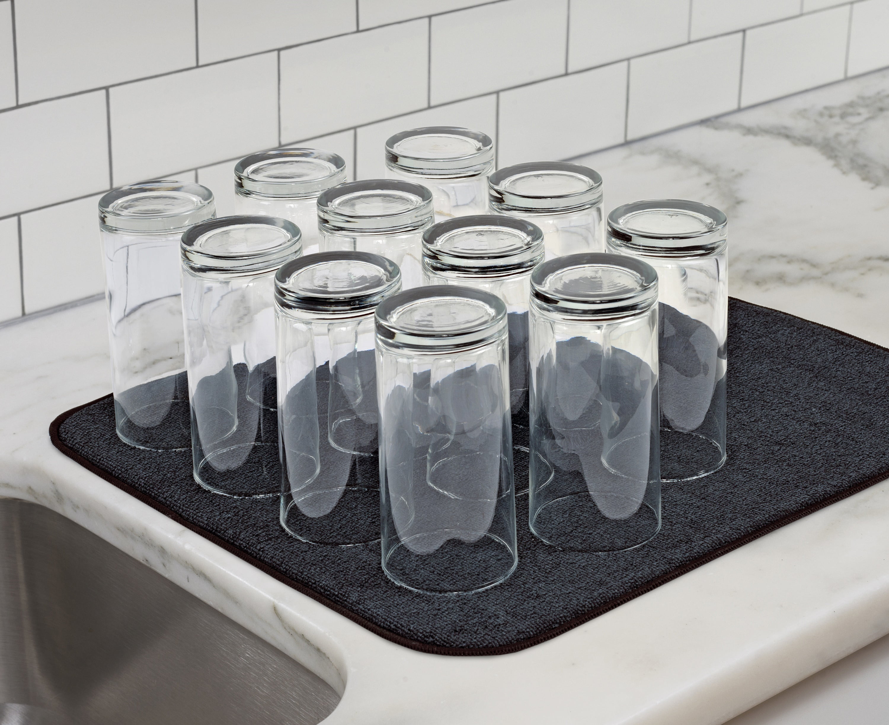 Kitchen Microfiber Dish Drying Mat (16"x19") KITCHEN TOOLS,PINK  & BLACK UTENSILS