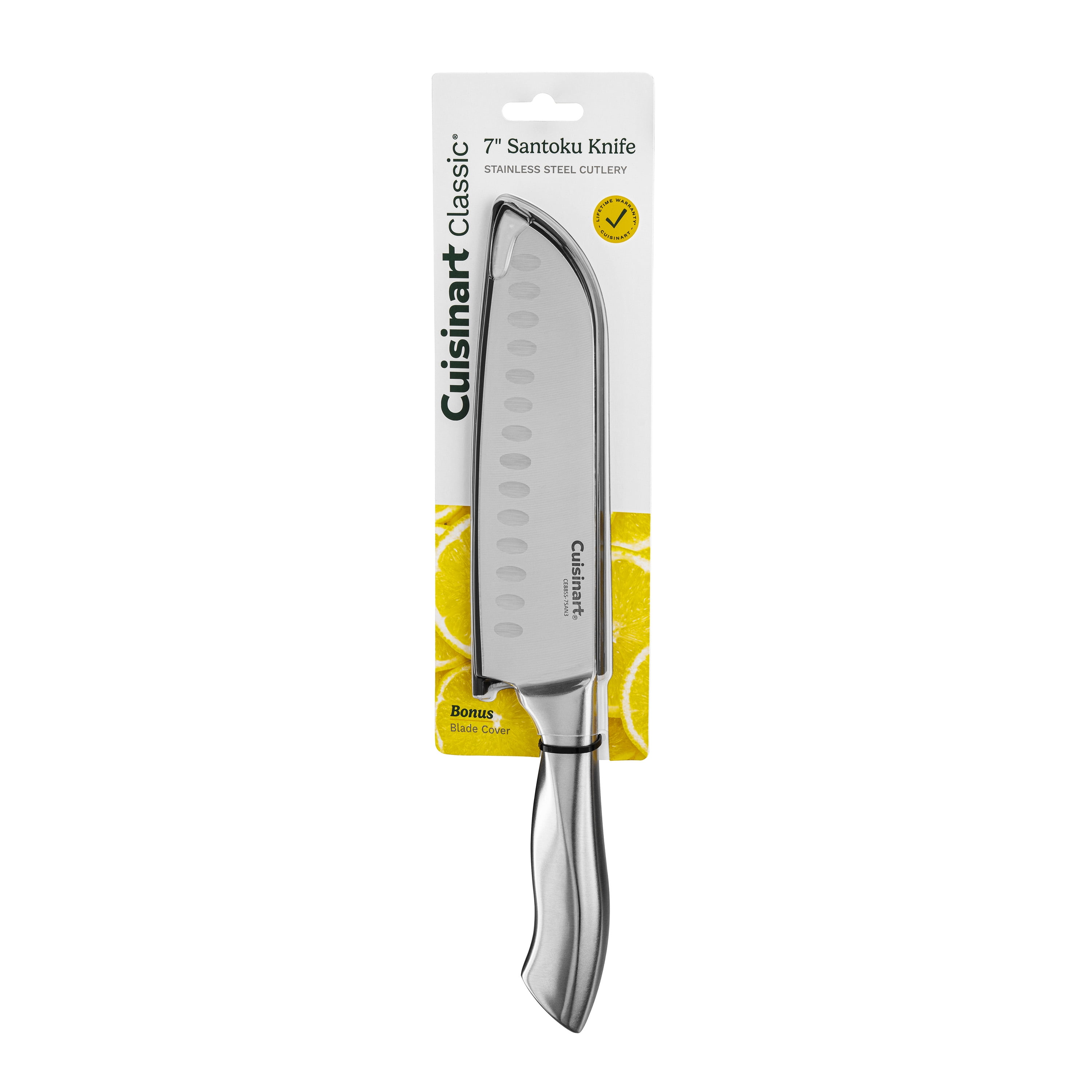 Cuisinart Classic Stainless Steel 7” Santoku Knife with Blade Guard