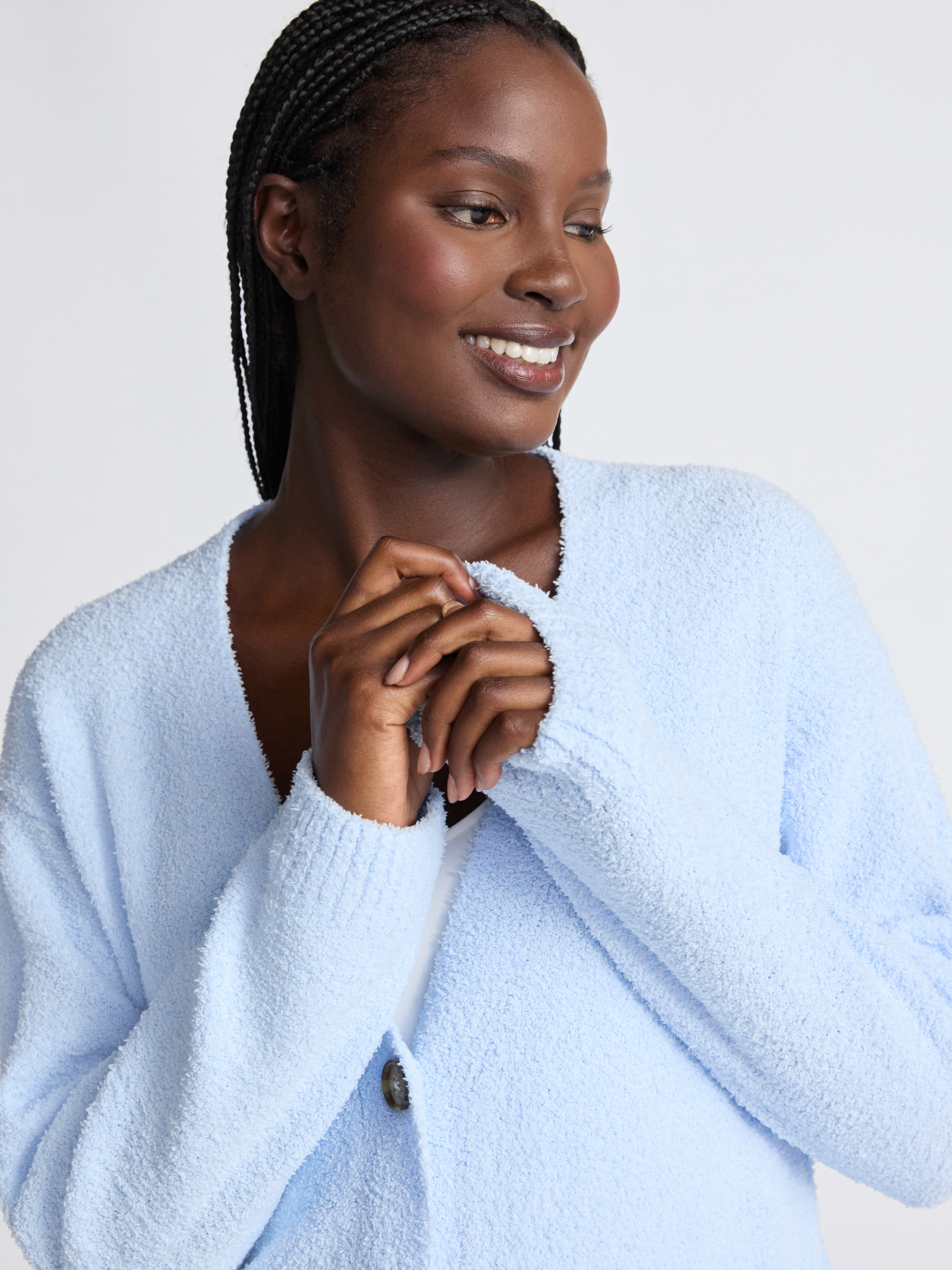 Joyspun Women's Fuzzy Front Pocket Cardigan, Sizes XS-3X