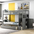 thumbnail image 3 of Stairway Bunk Beds Twin Over Full with Storage Shelves and 2 Under Bed Drawers Convertible Bottom Bed, 3 of 7