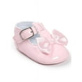 thumbnail image 2 of Newborn Baby Girls Crib Shoes Shiny Mirror PU Leather Bow Buckle First Walkers Soft Soles Non-slip Footwear 0-18M, 2 of 5