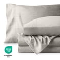thumbnail image 4 of Bare Home Ensemble de Draps Lavés - Premium 1800 Collection - Poche Profonde - 3 Pcs - Très Grand Simple, Brouillard, 4 of 6