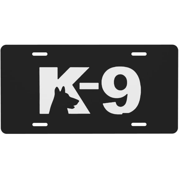 K9 Dog License Plate 6" x 12" Aluminum Decorative Front License Plates Metal Car Plate Novelty Vanity Tag Cover with 4 Holes Car Decor Accessory