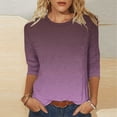 thumbnail image 2 of Charella Women's Casual 3/4 Sleeve T-Shirts Cute Crew Neck Tunic Tops Basic Tees Blouses Loose Fit Pullover (M, Purple), 2 of 4