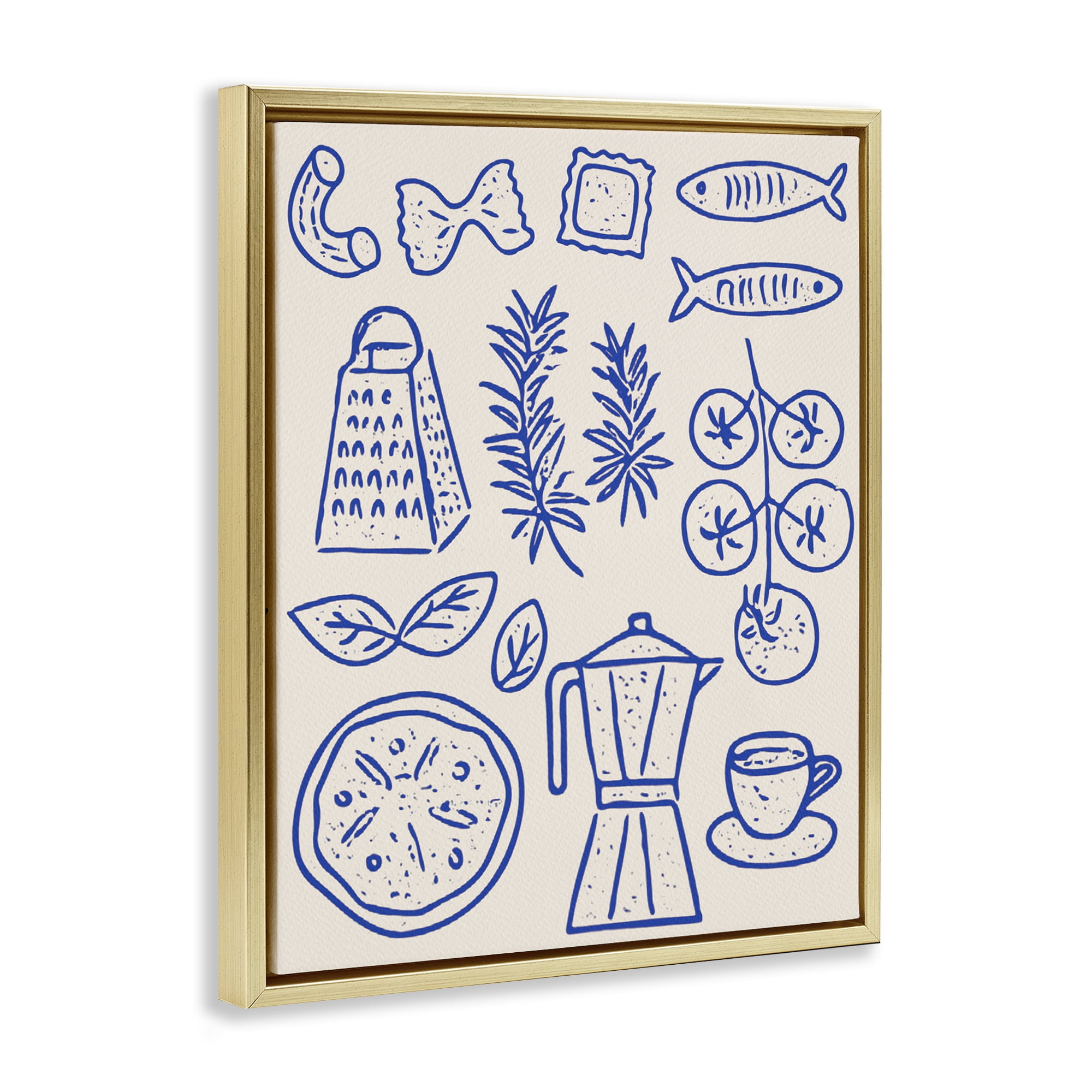 Stupell Industries Pasta & Espresso Simplicity Gold Framed Floater Canvas Wall Art, design by Camila Juncos