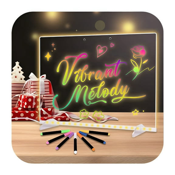 CCOCC for Lumilite LED Drawing Board,Erasable Drawing Board with Night Light,New Writing Acrylic Message Board,LED Drawing Boards with Adjustable Stand and 7 Pens for Office (30*40cm / 11.8*15.6in)