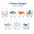thumbnail image 4 of 4.3 x 3.3 in Artistic Ocean Life Glass Cup, Clear 2D Marine Design Drinking Glass for Water, Juice, Wine, Desk Display, Coastal Home Decor & Gift, 1Pc, 4 of 9