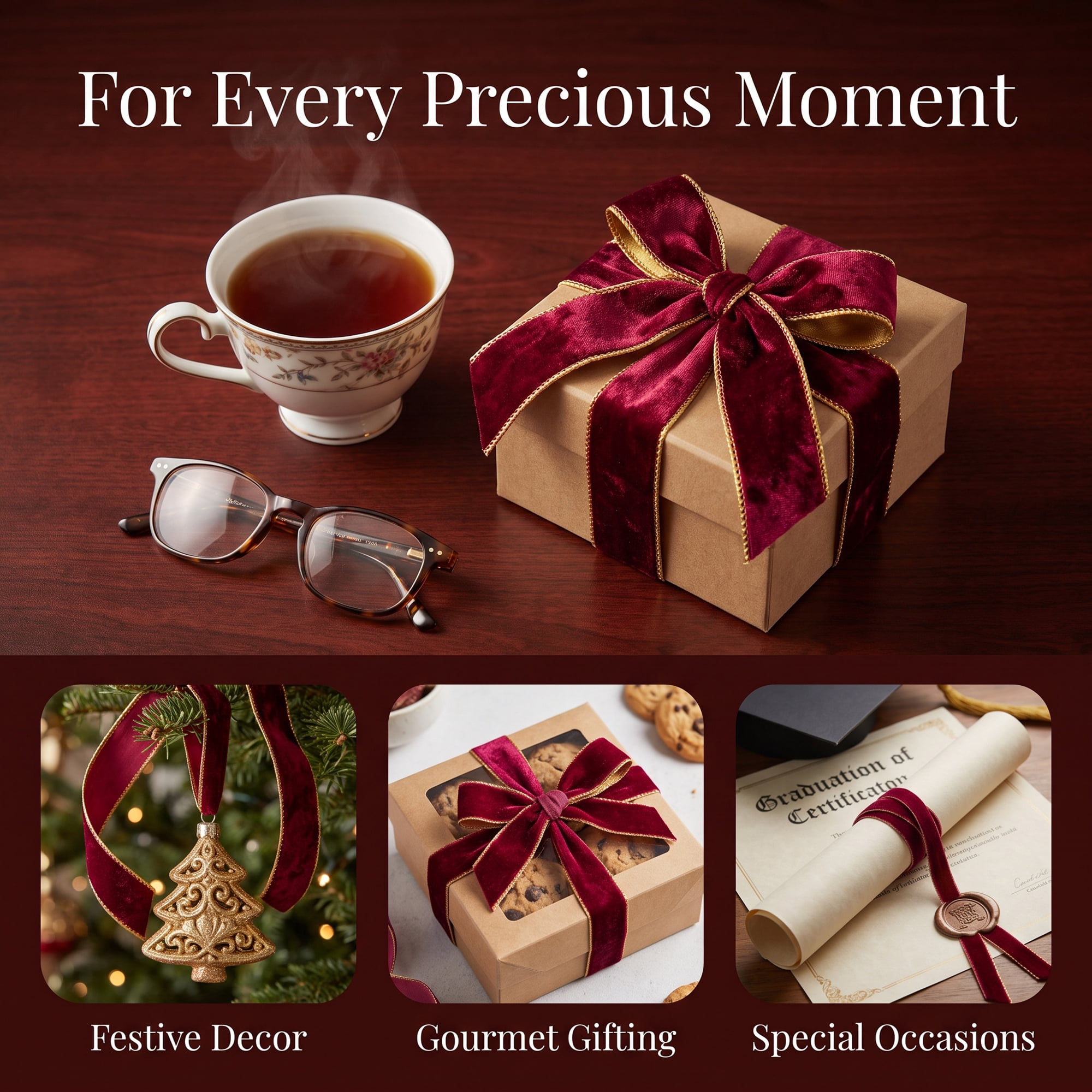 Unique Bargains Extra Wide Decorative Ribbon for Gift Decoration Use Red 9.8 Yard