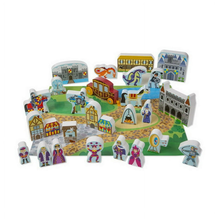 Melissa and Doug Wooden Castle and Kingdom Play Set with 32 Blocks