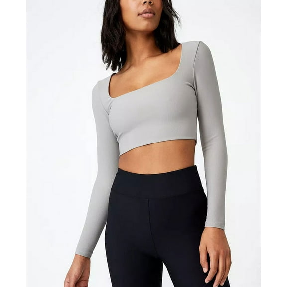Cotton On Women’s Curve Quinn Square Neck Long Sleeve Top, Zodiac Grey, 12