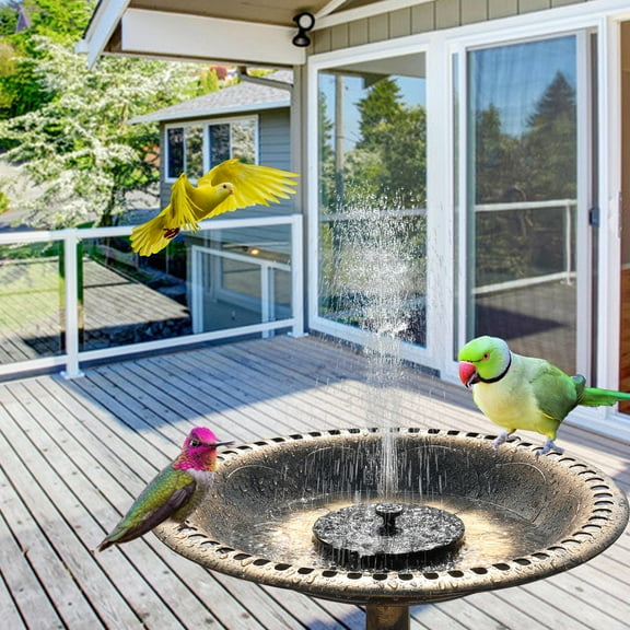 EasingRoom 28 Inch Bird Bath Resier Material Pedestal Birdbaths Floral Accents Bronze Color