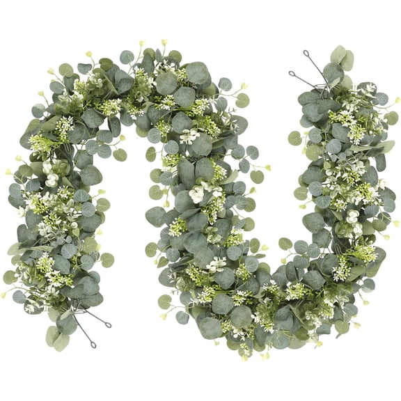 TETOU 2pcs Artificial Eucalyptus Leaves Greenery Garland, Faux Eucalyptus Garland Plant Spring Garland Vines for Wedding Arch Home Party Decoration