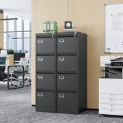 Fesbos 4 Drawer File Cabinet with Lock, File Cabinets for Home Office,18 Deep Vertical Metal Black File Cabinet Office Storage Cabinet Organizer for Letter/Legal / A4