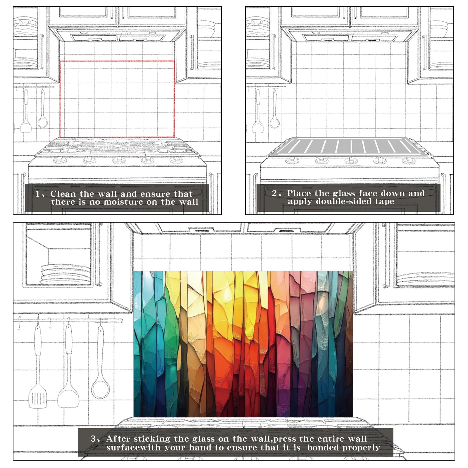 The Golden Tree of Life Glass Backsplash For Kitchen Behind Stove,Stove Back Top Cover,Easy to Clean Glass Splashback, Sink Cover Splash Guard,Home Kitchen Wall Decor