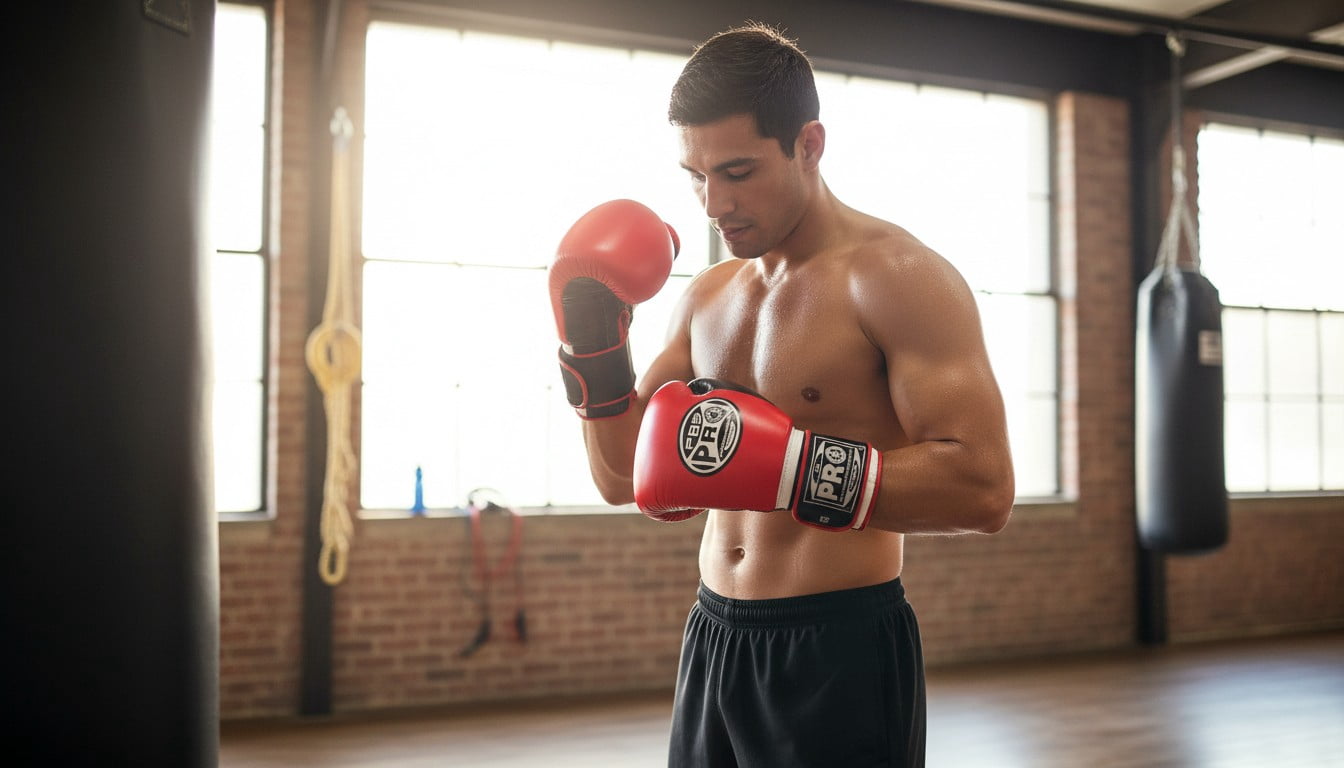 ProBoxing® Leather Boxing Gloves – (Red & Black) (16oz) Training Boxing Gloves for Boxing, MMA, Muay Thai & Sparring – Durable Genuine Leather, Wrist Support, Impact Protection