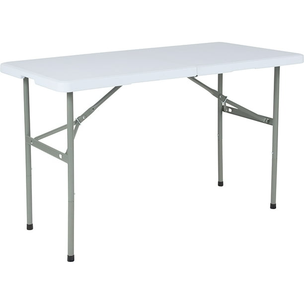4Foot BiFold Granite White Plastic Folding Table with Handle Event