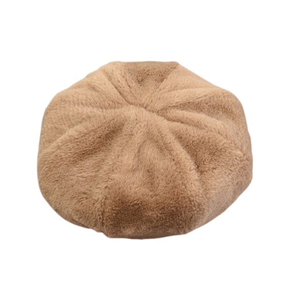 Woman Autumn Winter Warm Solid Color All-Match Berets Beanie Cap Faux fur Hat