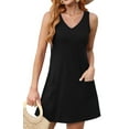 thumbnail image 3 of Fantaslook Summer Dresses for Women Casual V Neck Sleeveless Sundresses Floral Beach Short Dress with Pockets, 3 of 9