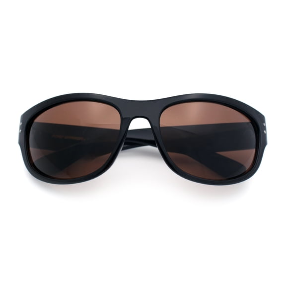 SA106 Night Driving Sunglasse for Men UV400 Blue Light Glare Reduction Anti Glare Wraparound Shiny Black Frame