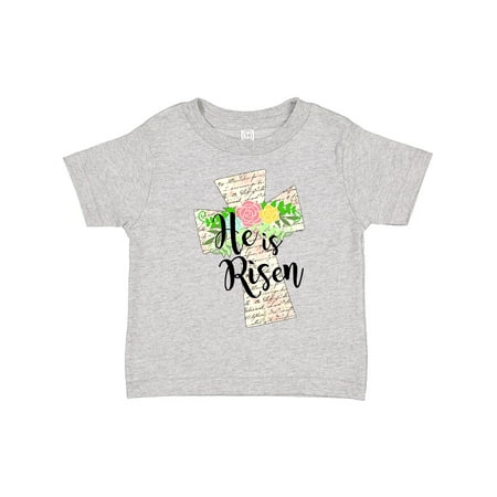 

Inktastic He is Risen Cross with Script and Flowers Boys or Girls Toddler T-Shirt