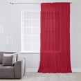 thumbnail image 3 of Pure Red Semi Sheer Curtains Drapes for Living Room, Bedroom, French Doors Window 84 Inches Long, Simple Solid Color Rod Pocket Chiffon Curtain Drapery Voile Draperies Panel, 3 of 6