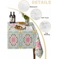thumbnail image 2 of Pink Green Flowers Table Cloth, Waterproof Tablecloth for Rectangle Tables, Country Botanical Abstract Floral Patterned Reusable Washable Fabric Table Cover for Restaurant Kitchen Dining 60"x102", 2 of 9