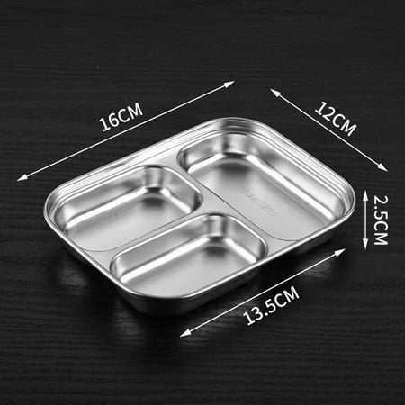 

Stainless Steel Divided Dinner Tray Lunch Container Food Plate For School Cantee