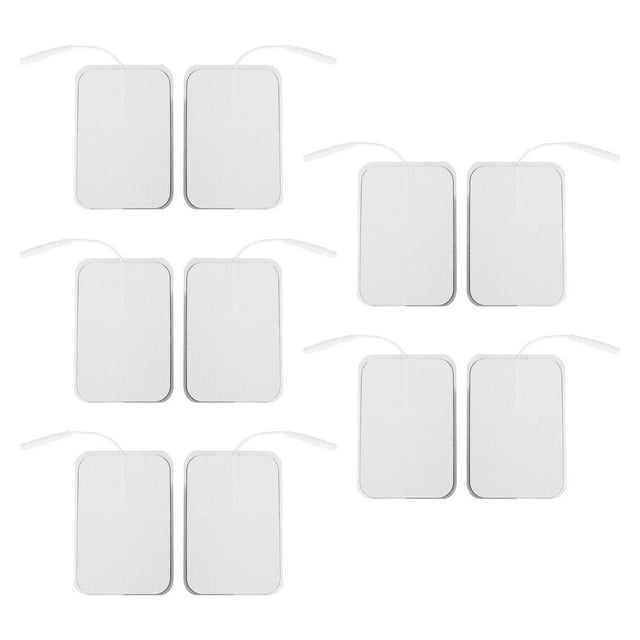 10 almohadillas de electrodos rectangulares autoadhesivas de repuesto para máquina TENS de 2 mm/0,08 pulgadas.