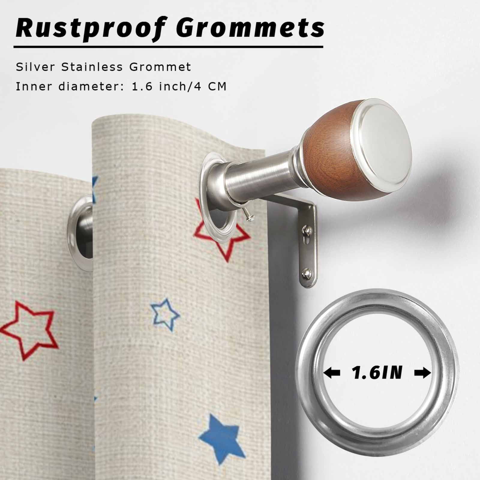 Independence Day Star Outdoor Curtains for Patio, Modern Blue Red American Stars Plant Linen Texture Sunshade Privacy Drapes Grommet Waterproof Outside Curtains for Porch Balcony 54"x95", 2 Panel