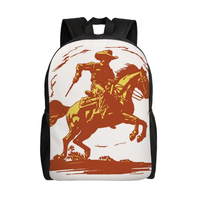 Easygdp Vintage Cowboy On A Bronco Horse Mochila Versátil y Elegante: Comodidad, Almacenaje y Durabilidad para la Universidad, Trabajo, Viajes y Uso Diario