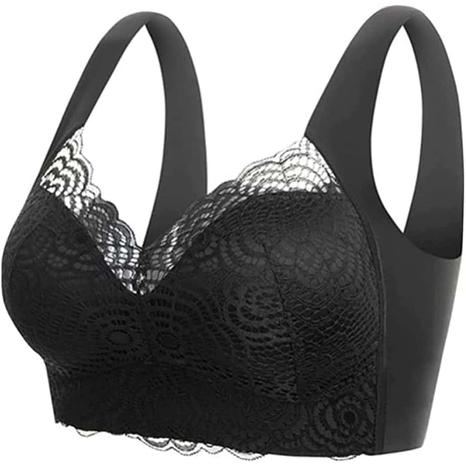 Sksloeg Plus Size Bras for Women 4x-5x Full Coverage Underwire Bras Plus  Size,lifting Deep Cup Bra for Heavy Breast,Black 36E 